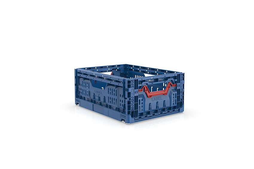EN Folding crate Blue Line 16L - 400x300x170mm - without lid - perforated 