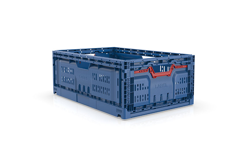 EN Folding crate Blue Line 45L - 600x400x230mm - without lid - perforated 
