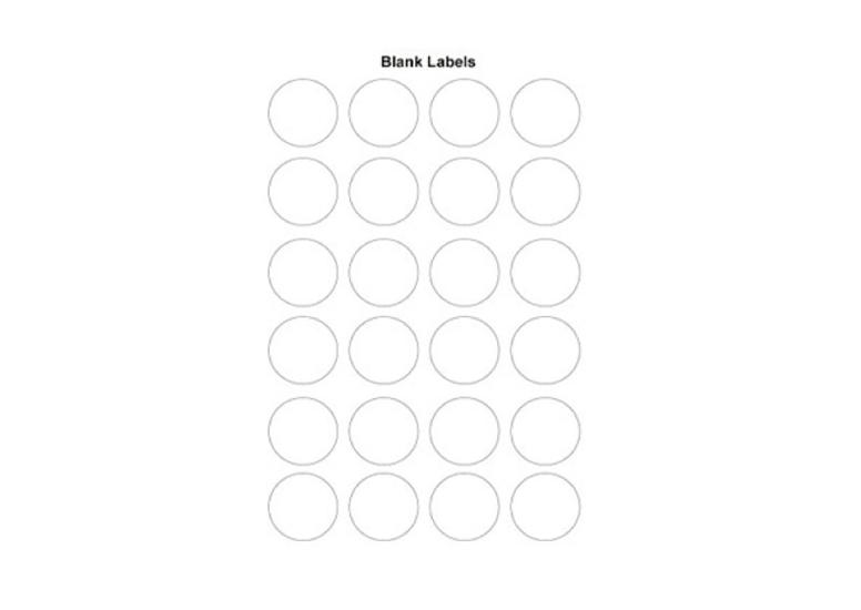 White label sheet with 24 blanc labels 