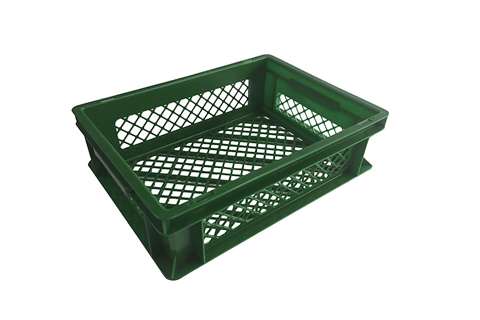 EN stacking bread crate 12l - 400x300x120mm - perforated sides and bottom - closed handles