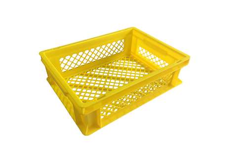 EN stacking bread crate 12l - 400x300x120mm - perforated sides and bottom - closed handles