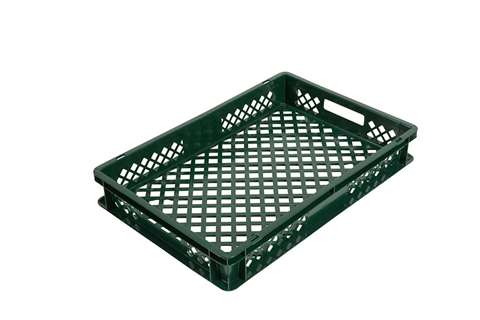 EN stacking bread crate 17l - 600x400x90mm - perforated sides and bottom - 2 open handles