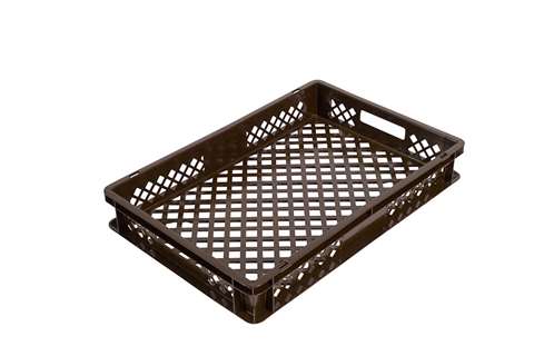 EN stacking bread crate 17l - 600x400x90mm - perforated sides and bottom - 2 open handles