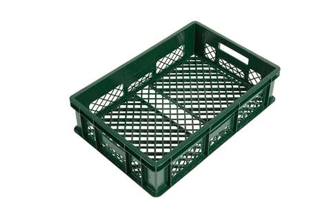 EN stacking bread crate 28l - 600x400x150mm - perforated sides and bottom - 2 open handles