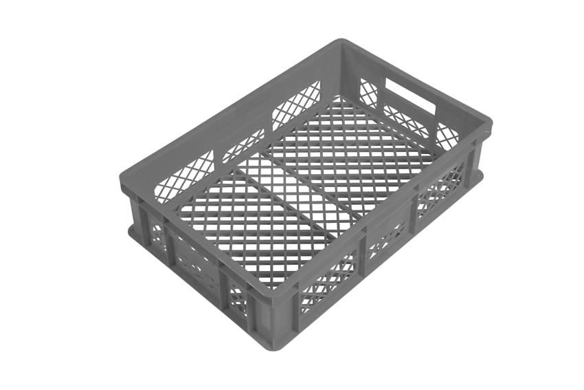 EN stapelbak broodkrat 28l - 600x400x150mm - geperforeerde wanden en bodem - 2 open handgrepen 