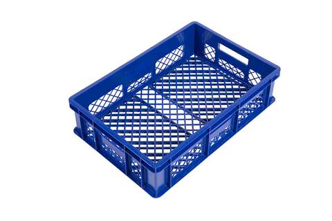 EN stacking bread crate 28l - 600x400x150mm - perforated sides and bottom - 2 open handles