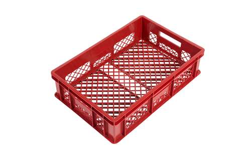 EN stacking bread crate 28l - 600x400x150mm - perforated sides and bottom - 2 open handles