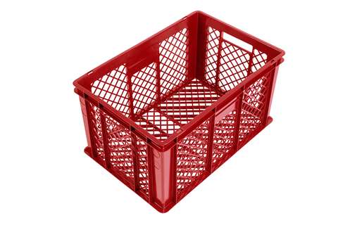 EN stacking bread crate 64l - 600x400x320mm - perforated sides and bottom - 2 open handles