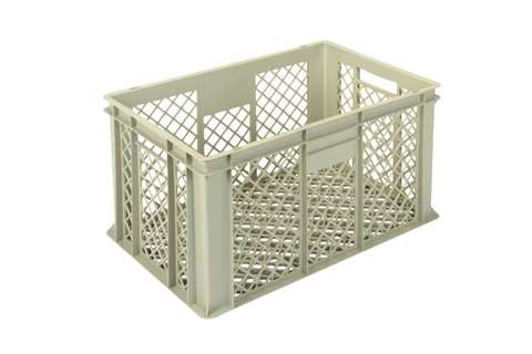 EN-Stapelbehälter Gold 63l - 600x400x320mm - Perforierte Wände und verstärkter perforierter Boden