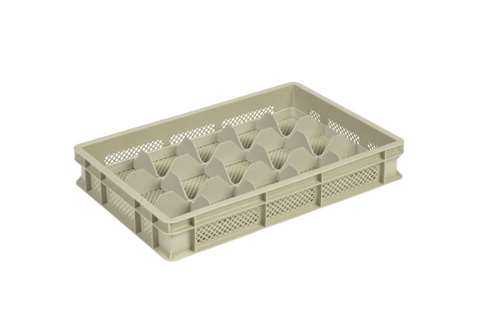 Glass rack 15 compartments 600x400x100 mm - ø106mm - vented