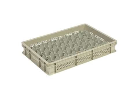 Glass rack 40 compartments 600x400x100mm - ø65mm - vented