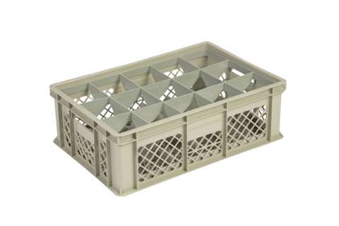 Glass rack 15 compartments 600x400x200mm - ø106mm - vented