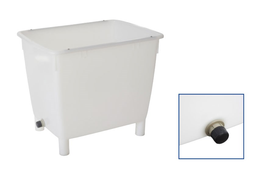 Grootvolume opslagbak 210l HNC-0001 + draaistop HNC-9002 gemonteerd op zijde L=605mm 