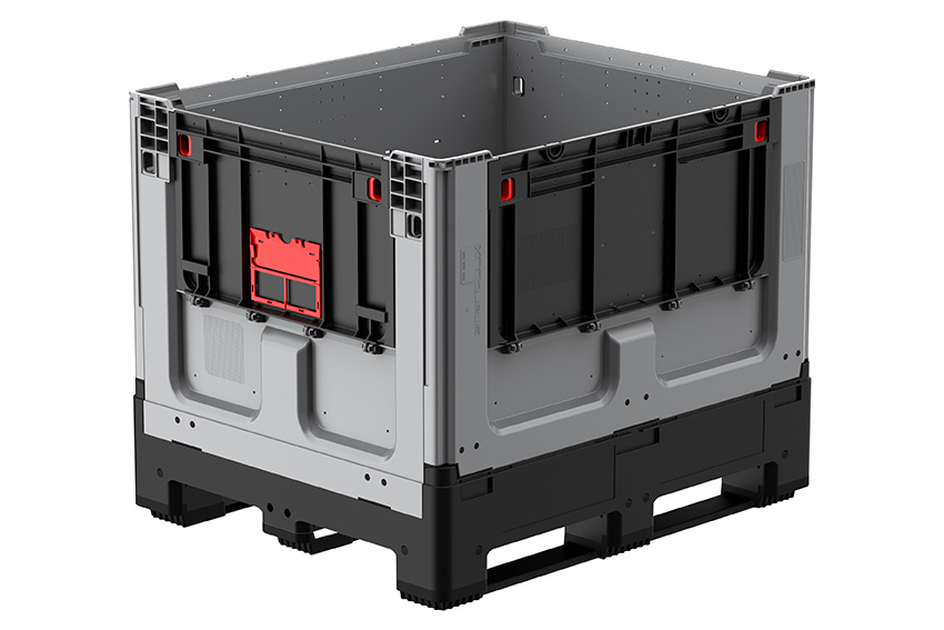 Logifold box 1200x1000x975mm - 855l - closed - 3 skids - flap door 1 short + 1 long side 