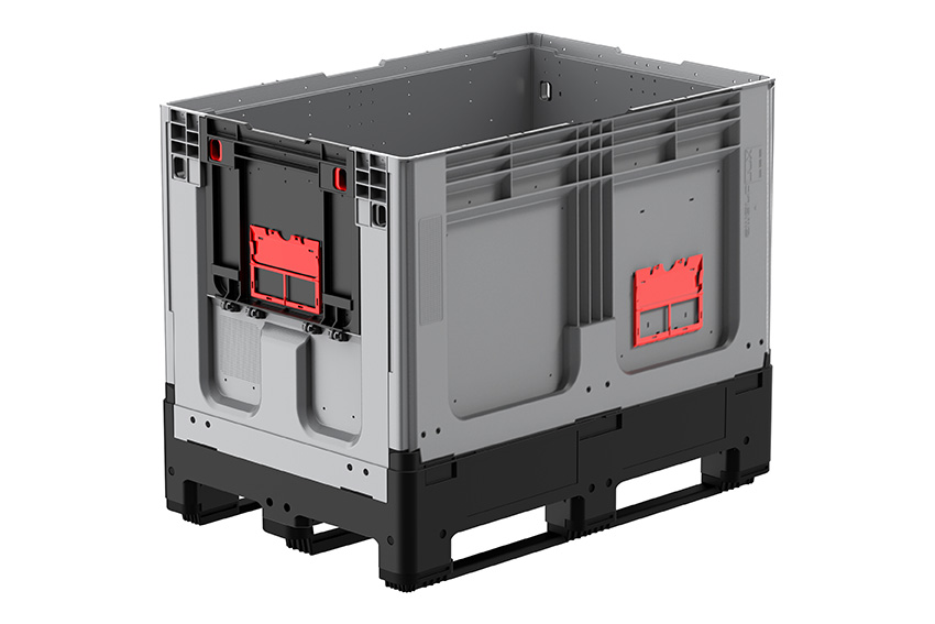 Logifold box 1200x800x958mm - 660l - closed - 3 skids - flap door 1 short side 