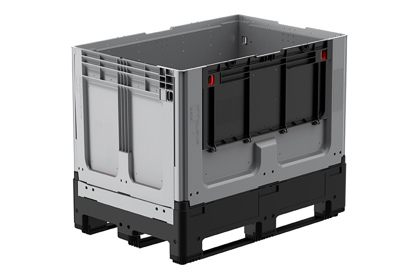 Logifold Box 1200x800x958mm - 660l - geschlossen - 3 Kufen - Klapptür 1 lange Seite 