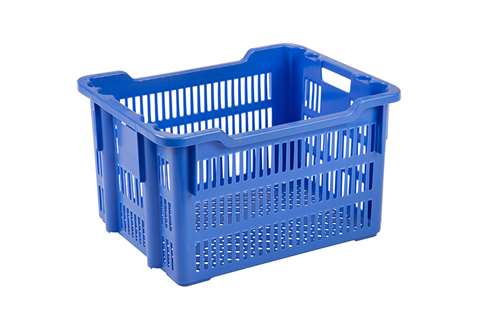 Nest- und Stapelbehälter 75l - 620x500x360/325mm - perforierte Wände und Boden - 2 offene Griffe