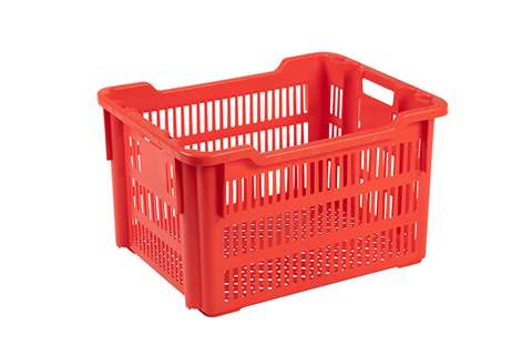 Nest- und Stapelbehälter 75l - 620x500x360/325mm - perforierte Wände und Boden - 2 offene Griffe