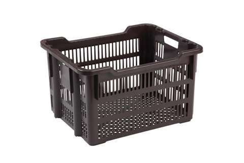 Nest- und Stapelbehälter 75l - 620x500x360/325mm - perforierte Wände und Boden - 2 offene Griffe