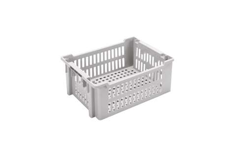 Nestable and stackable crate 14l - 400x300x175mm - perforated sides and bottom - closed handles