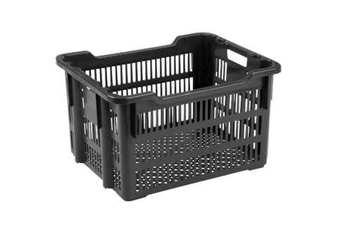 Nest- und Stapelbehälter 75l - 620x500x360/325mm - perforierte Wände und Boden - Regranulat