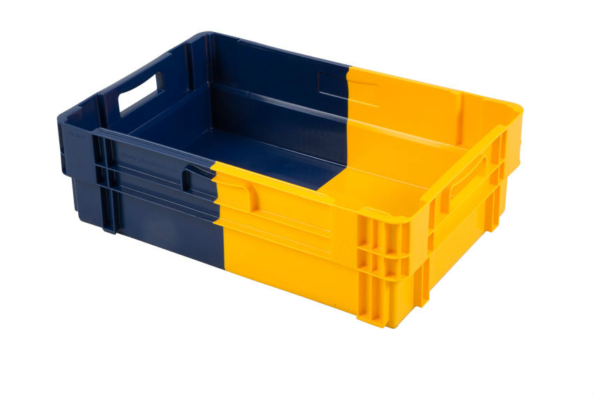 EN Nestable and stackable crate 34l - 600x400x184mm - closed sides and bottom - bicolor 
