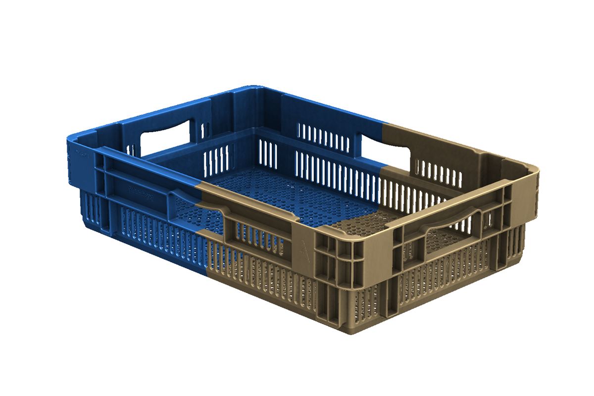 En Nest- und Drehstapelbehälter 25l - 600x400x147mm - Wände und Boden perforiert - Bicolor 