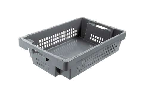 EN ?estable and stackable crate 15l - 600x400x150mm - perforated sides and closed bottom