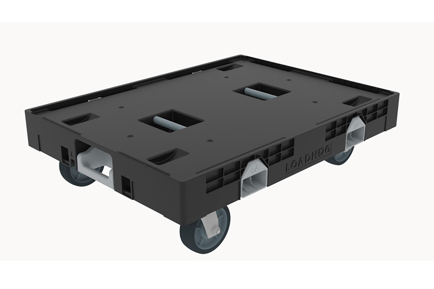 Dolly + pedaalremsysteem - 800x600x225mm - 2 vaste wielen - 2 zwenkwielen 