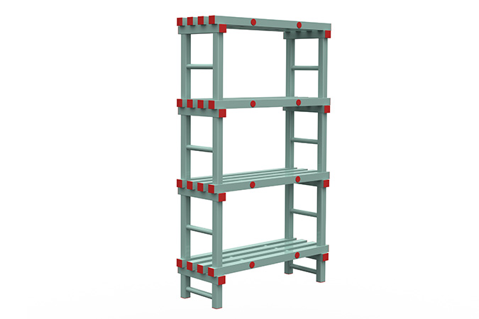 Rack 1000x400x1900mm - 4 levels - spacing 500mm - bottom clearance 200mm 