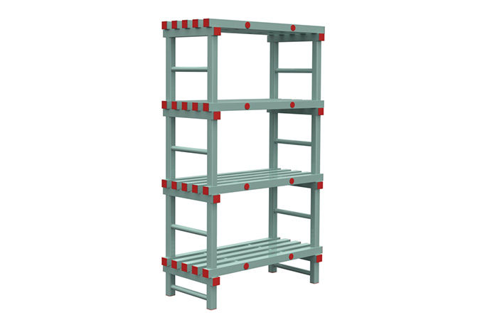 Rack 1000x500x1900mm - 4 levels - spacing 500mm - bottom clearance 200mm 