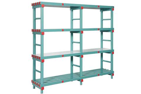 Grundgestelle 1500x500x1820mm - 4 Ebenen - Abstände 500mm - 2 Fächer pro Ebene