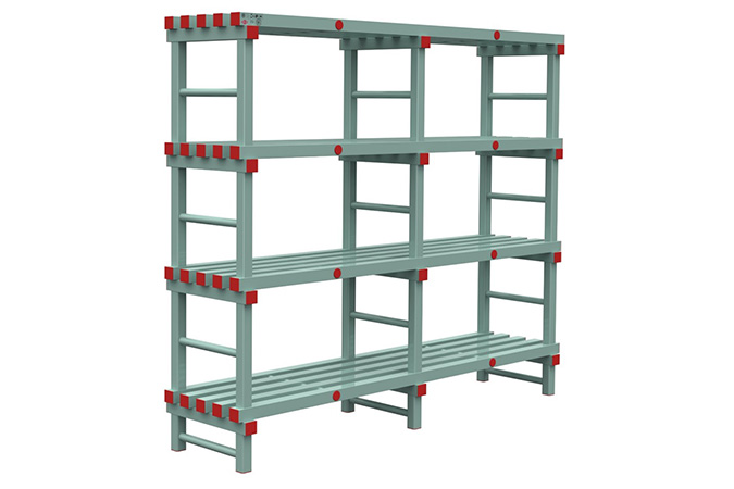 Rack 2000x500x1900mm - 4 levels - spacing 500mm - bottom clearance 200mm - 2 sections 