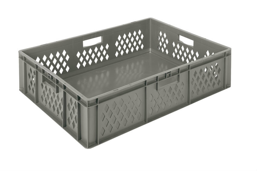 EN Stacking bin Rainbow 82l - 800x600x210mm - perforated sides and closed bottom 