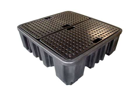 Auffangwanne mit Gitter - 4 Fässer -485l - 1380x1290x480mm - Nicht für DE/AT