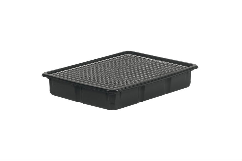 Spill tray 800x600mm - 41 l - pe - with galvanized grid 