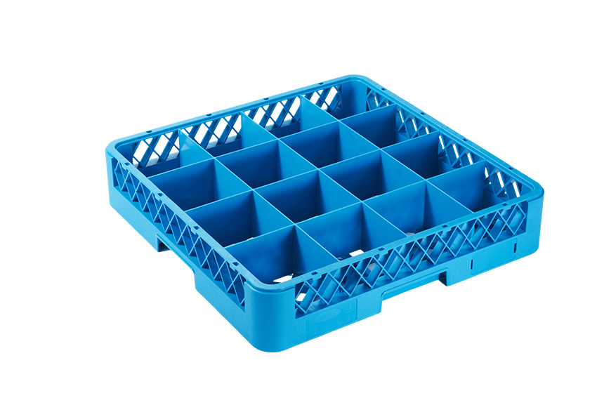 Qubb glass basket 16 compartments - 500x500x100mm - max ø glass: 90-114mm 