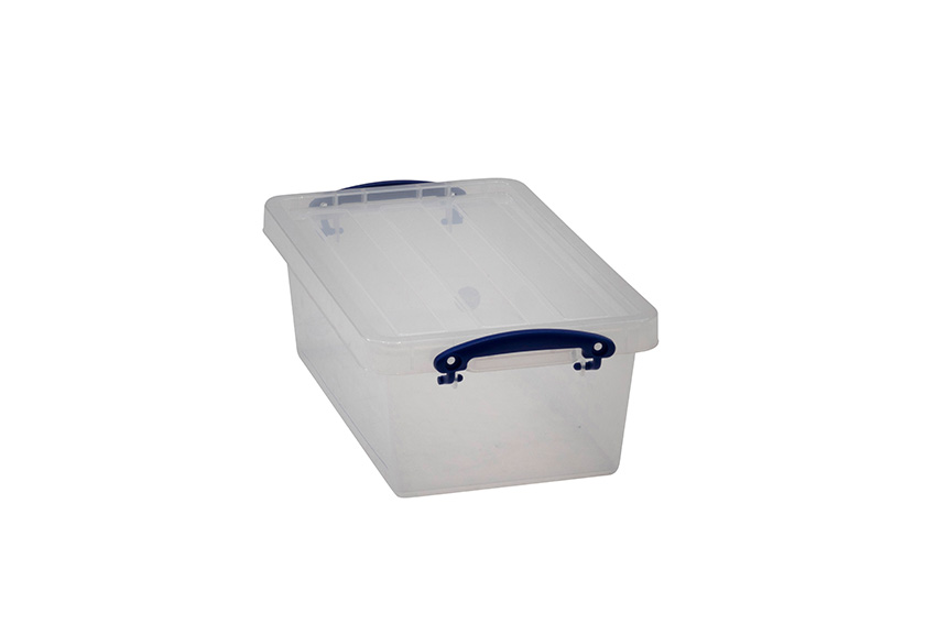 Transparante nestbare verstevigde box 5,5l stapelbaar op bijgeleverde deksel - 350x210x125mm 