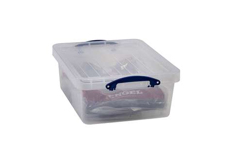 Transparent nestable reinforced box 23,5l stackable on included lid - 495x395x190mm