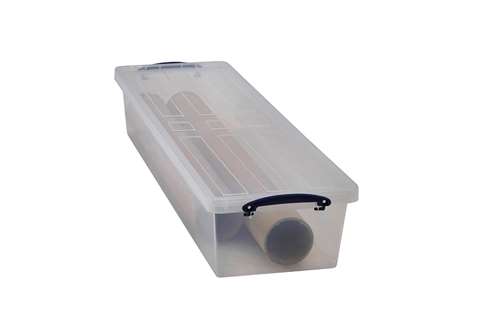Transparent nestable reinforced box 25,5l stackable on included lid - 875x270x160mm