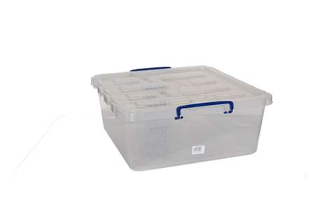 Transparante nestbare verstevigde box 31,5l stapelbaar op klapdeksel - 515x460x200mm