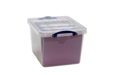 Transparante nestbare verstevigde box 40l stapelbaar op bijgeleverd deksel - 500x395x310mm