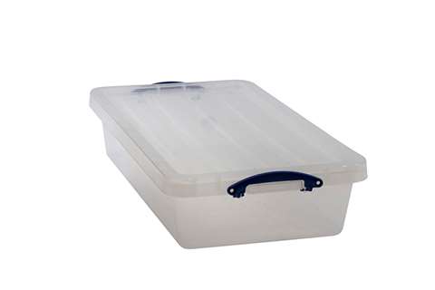 Transparent nestable reinforced box 41l stackable on included lid - 815x440x180mm