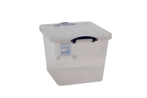 Transparent nestable reinforced box 60l stackable on included lid - 515x465x400mm