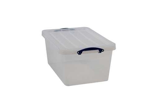 Transparent nestable reinforced box 61l stackable on included lid - 680x440x310mm