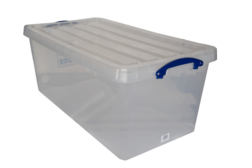 Transparente Nestbare Verstärkte Stapelbox 82l Stapelbar auf mitgeliefertem Deckel - 815x440x330mm 
