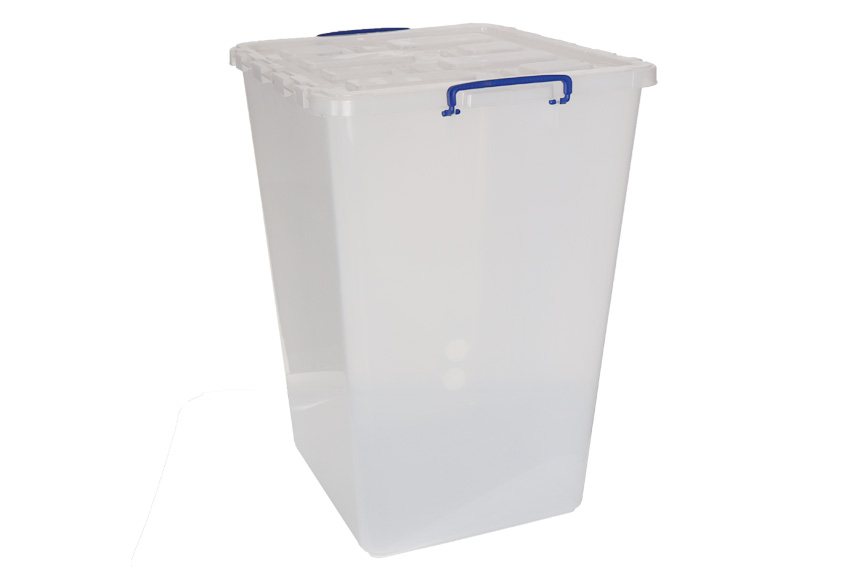 Transparente Nestbare Verstärkte Stapelbox 106l Stapelbar Auf Scharnierdeckel - 510x455x680mm 