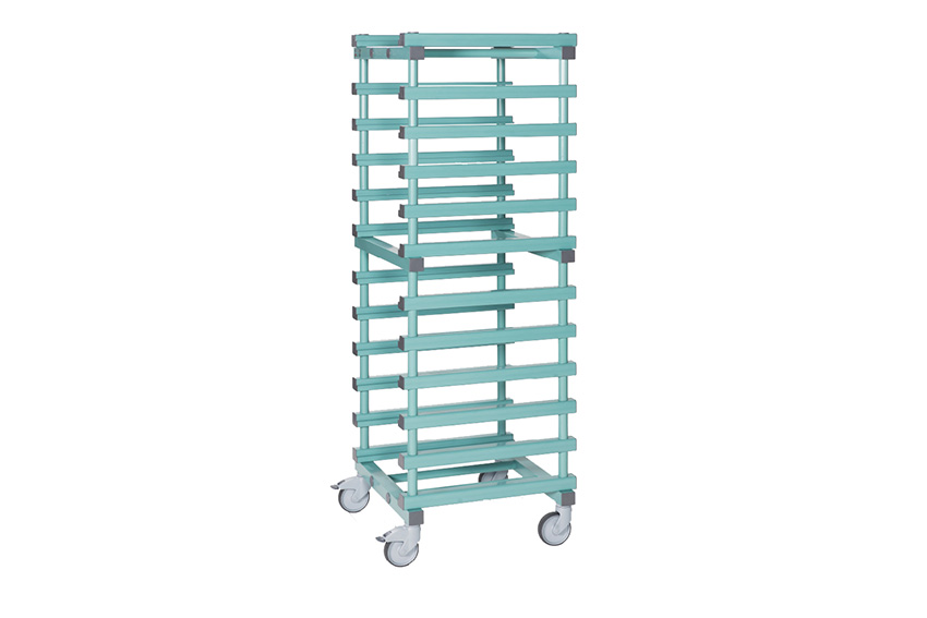 Schalenwagen - 490x550x1835mm - geschikt voor 10 bakken 500x350mm 