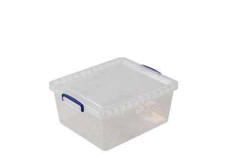 Transparent nestable box 17,5l stackable on included lid - 460x383x195mm