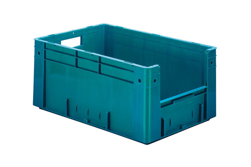 Euronorm pickingbak - front. opening 51l - 600x400x270mm - bodem/zijwanden gesloten 